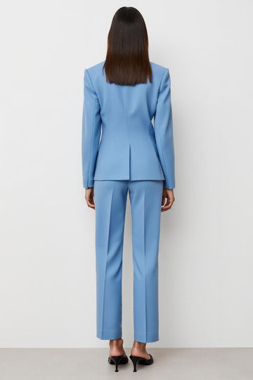 Blue Notched Lapel One Button 2-piece Women Suits
